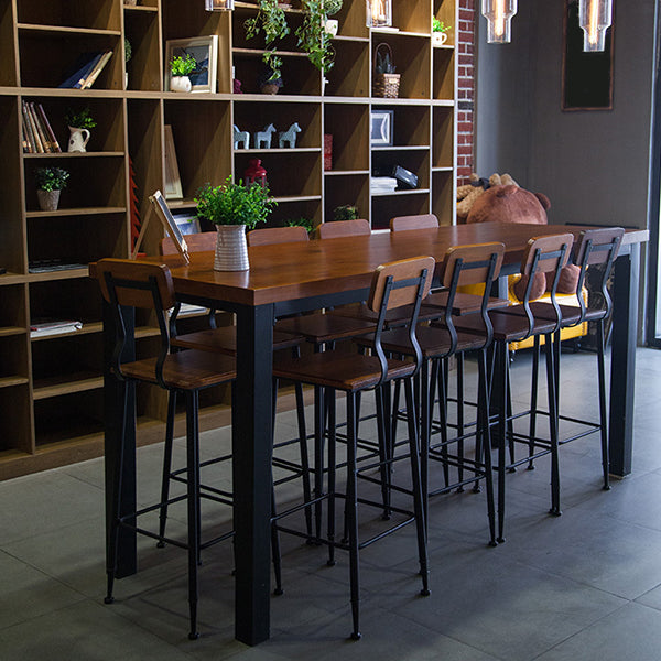 Industrial Style Bistro Bar Desk Solid Wood Rectangle Pub Table in Brown