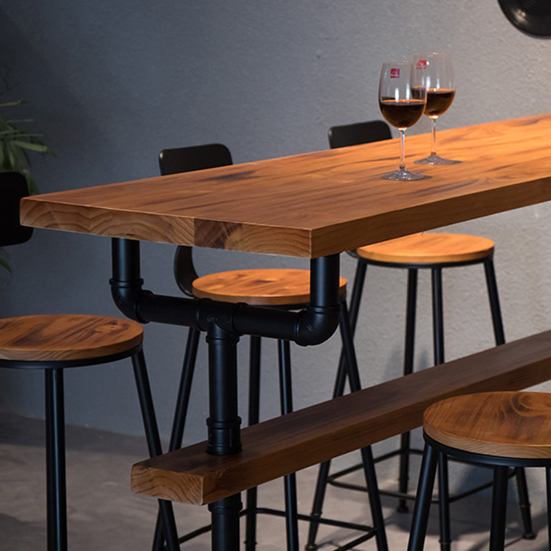 Solid Wood Bar Dining Table Contemporary Rectangle Counter Height Table