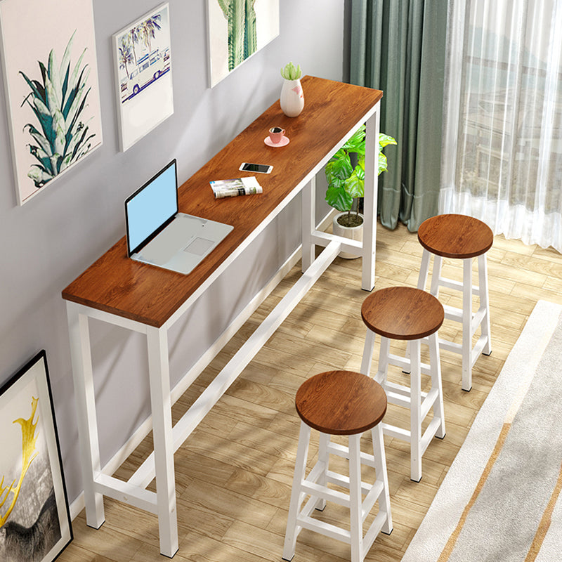 Industrial Style Bistro Bar Desk Wood Rectangle Pub Table for Cafe