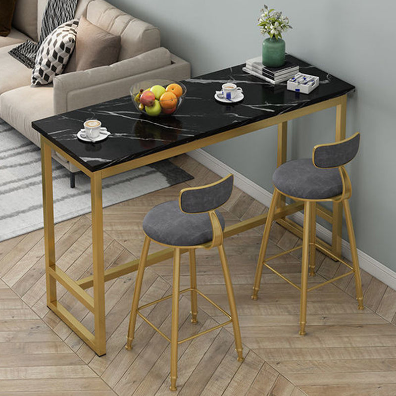 Wooden Top Bistro Bar Table Rectangle Gold Base Bar Table for Home