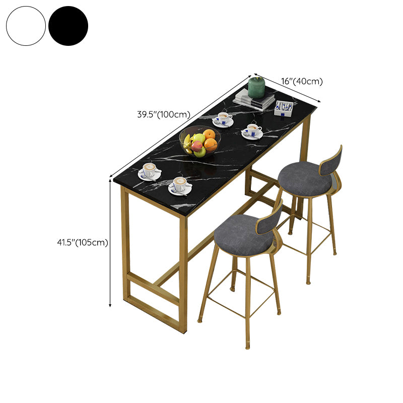 Wooden Top Bistro Bar Table Rectangle Gold Base Bar Table for Home