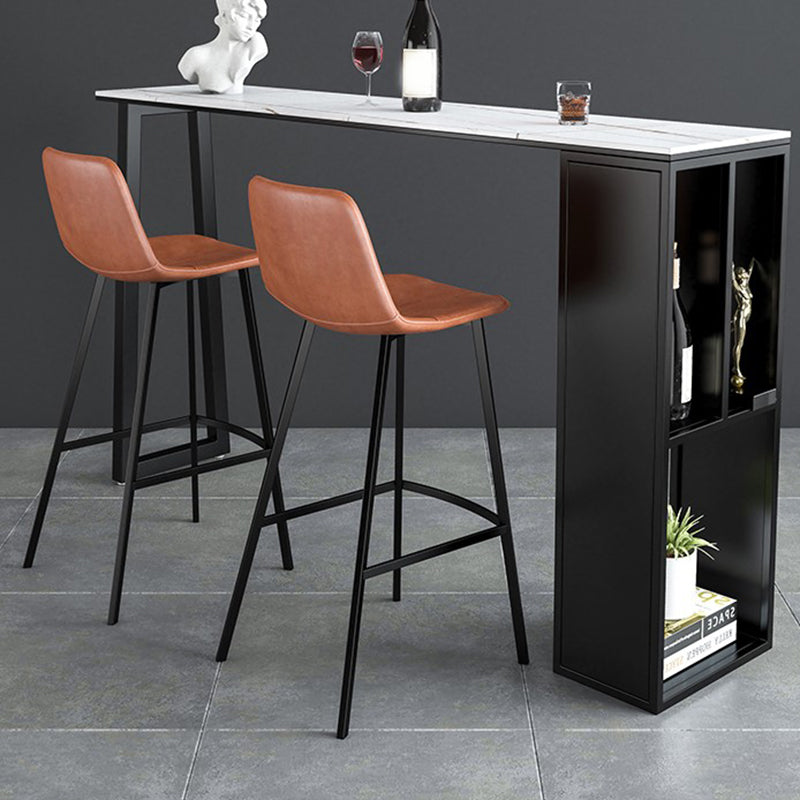 Industrial Style Bistro Bar Desk Stone Rectangle Pub Table for Cafe and Breakroom