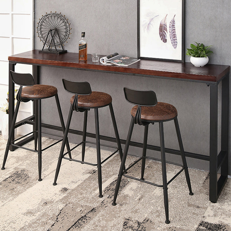 Industrial Solid Wood Bistro Bar Table Rectangle Metal Base Bar Table