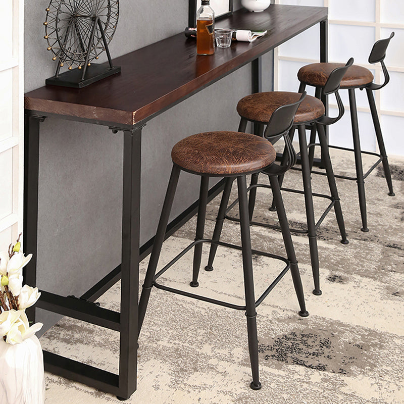 Industrial Solid Wood Bistro Bar Table Rectangle Metal Base Bar Table