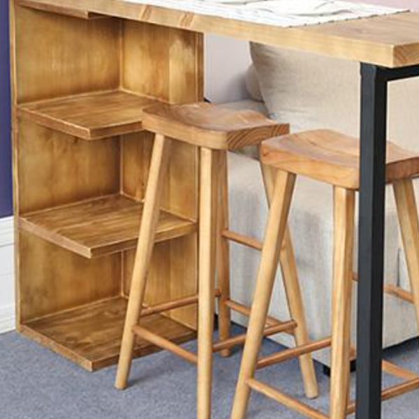 Solid Wood Cocktail Bar Table Industrial Bistro Bar Table with Storage