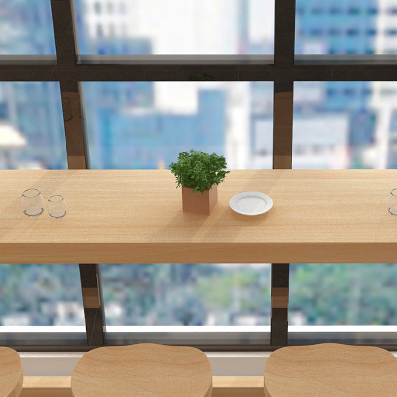 Natural Solid Wood Bar Dining Table Rectangle Bar Height Pub Table