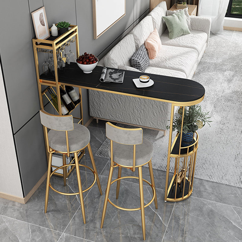 Stone Top Bistro Bar Table Rectangle Bar Table with Wine Rack