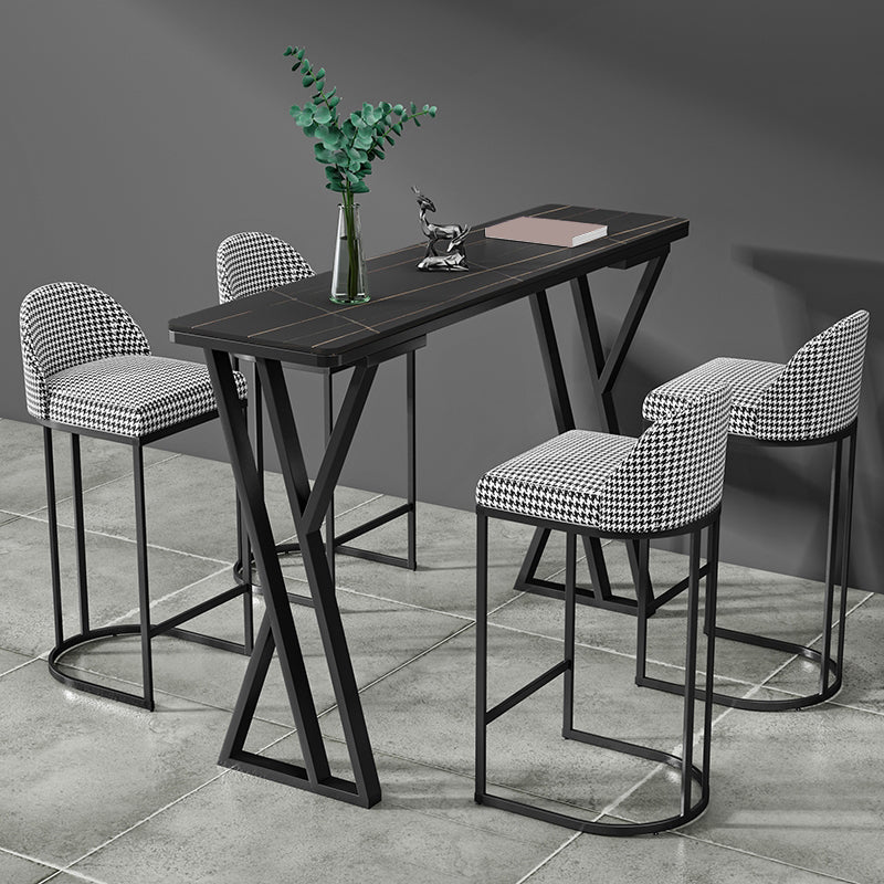 Modern Style Bistro Bar Table Rectangle Stone Top Bar Table for Dining Room