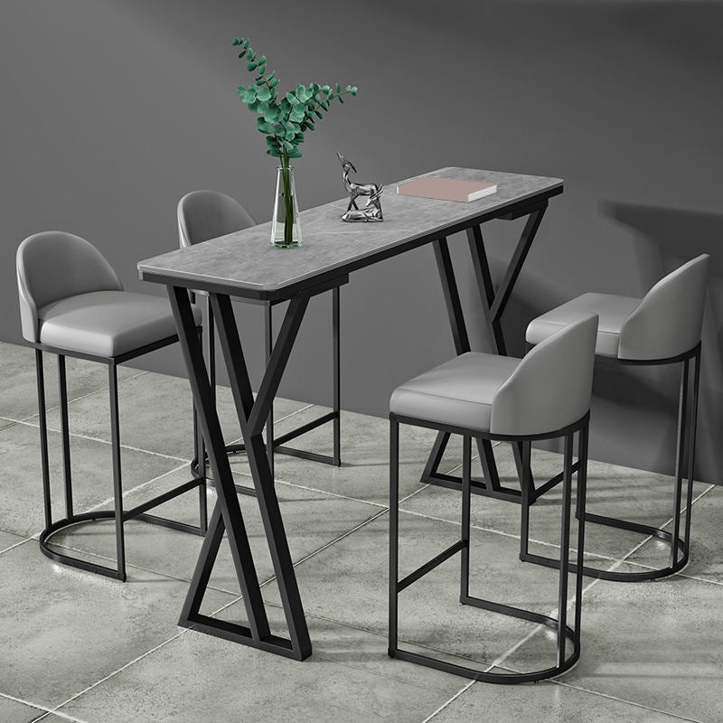 Modern Style Bistro Bar Table Rectangle Stone Top Bar Table for Dining Room