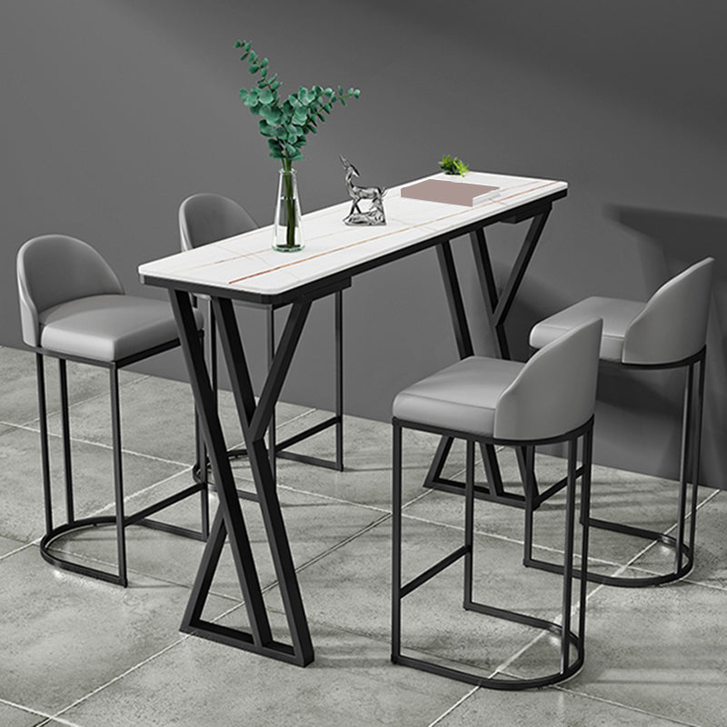Modern Style Bistro Bar Table Rectangle Stone Top Bar Table for Dining Room