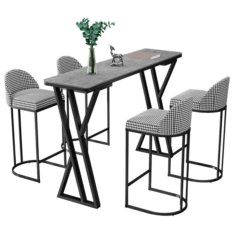 Modern Style Bistro Bar Table Rectangle Stone Top Bar Table for Dining Room