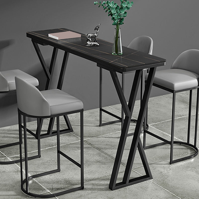 Modern Style Bistro Bar Table Rectangle Stone Top Bar Table for Dining Room