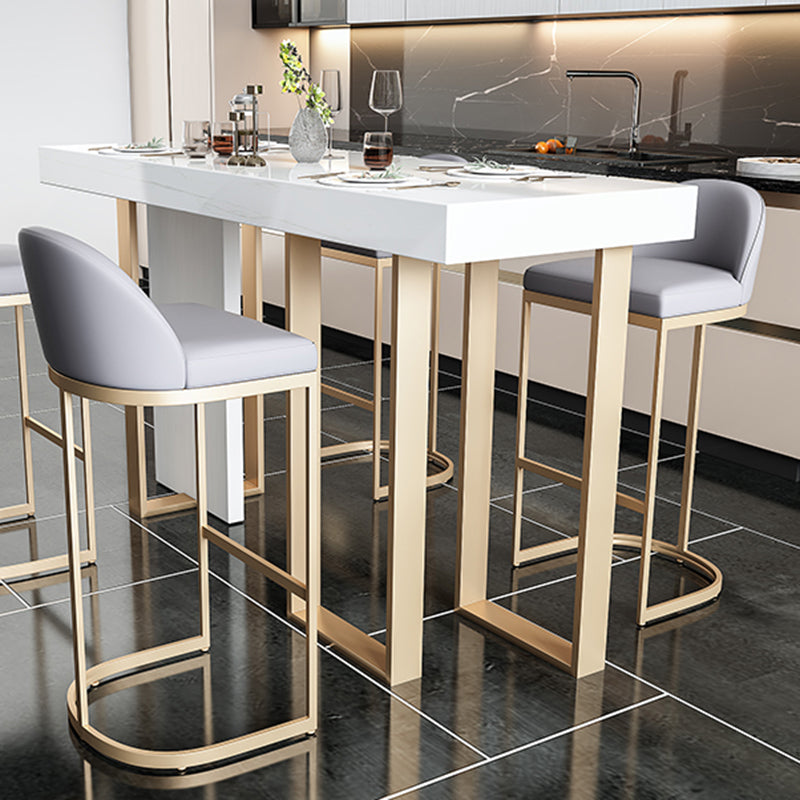 Faux Marble Bistro Bar Table Rectangle White Bar Table for Home