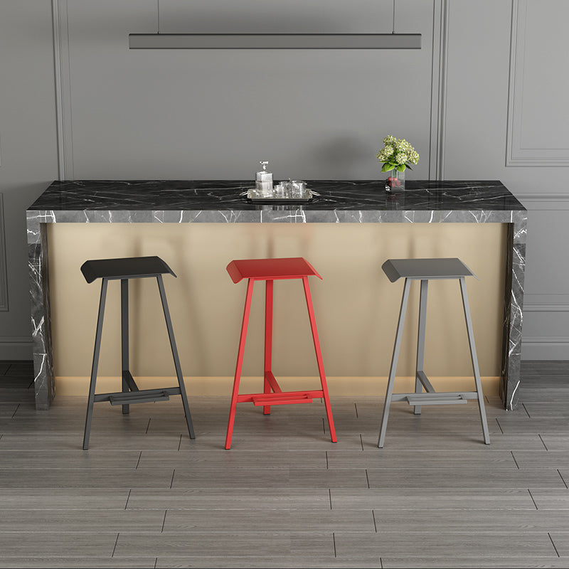 Industrial Armless Backless Counter Stool Iron Bar Stool with Pedal for Bar