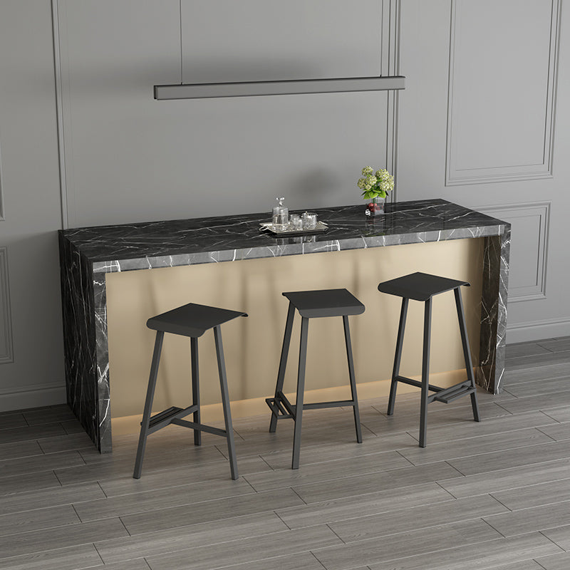 Industrial Armless Backless Counter Stool Iron Bar Stool with Pedal for Bar