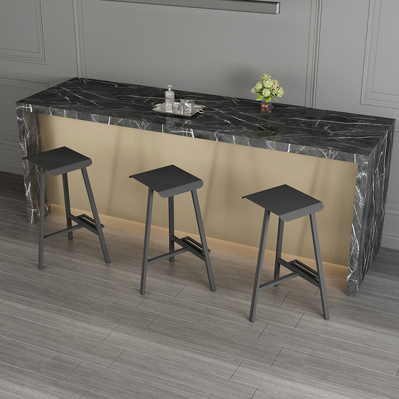 Industrial Armless Backless Counter Stool Iron Bar Stool with Pedal for Bar