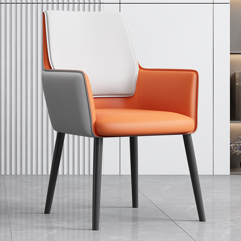 Faux Leather Upholstered Chair Contemporary Kitchen Dining Arm Chair