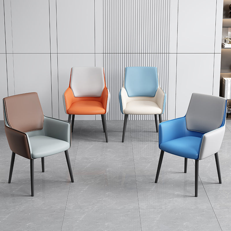 Faux Leather Upholstered Chair Contemporary Kitchen Dining Arm Chair