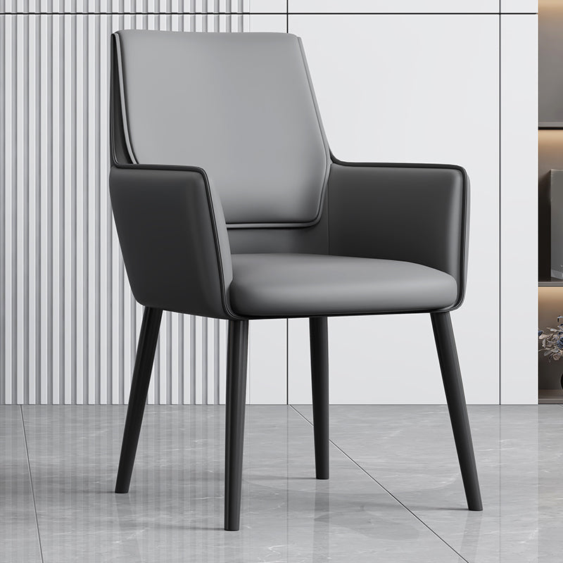 Faux Leather Upholstered Chair Contemporary Kitchen Dining Arm Chair
