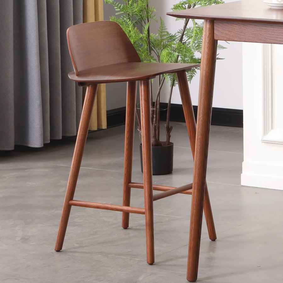 Indoor Oak Solid Wood Bar Stool Modern Armless Low Back Stool