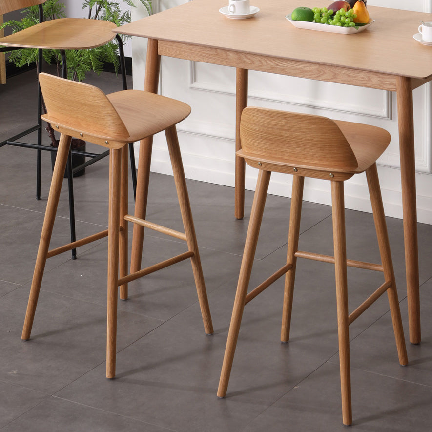 Indoor Oak Solid Wood Bar Stool Modern Armless Low Back Stool