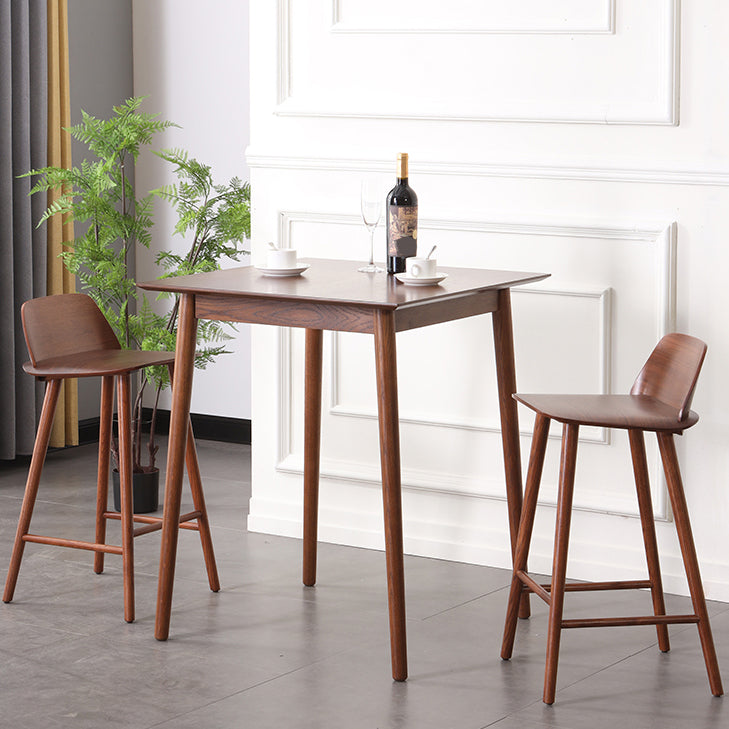 Indoor Oak Solid Wood Bar Stool Modern Armless Low Back Stool