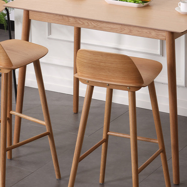 Indoor Oak Solid Wood Bar Stool Modern Armless Low Back Stool