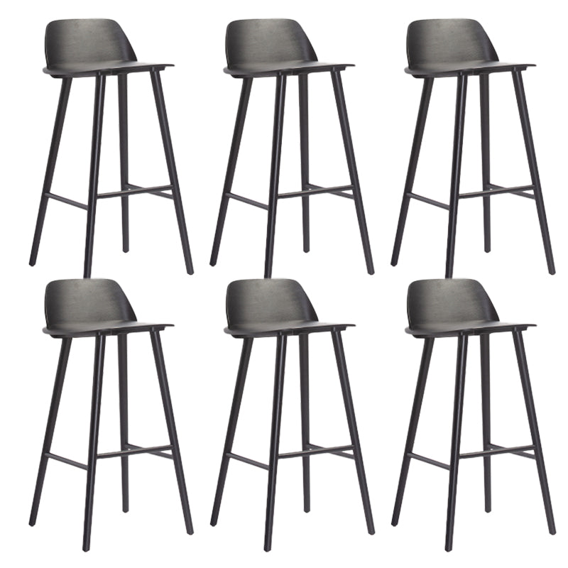Indoor Oak Solid Wood Bar Stool Modern Armless Low Back Stool