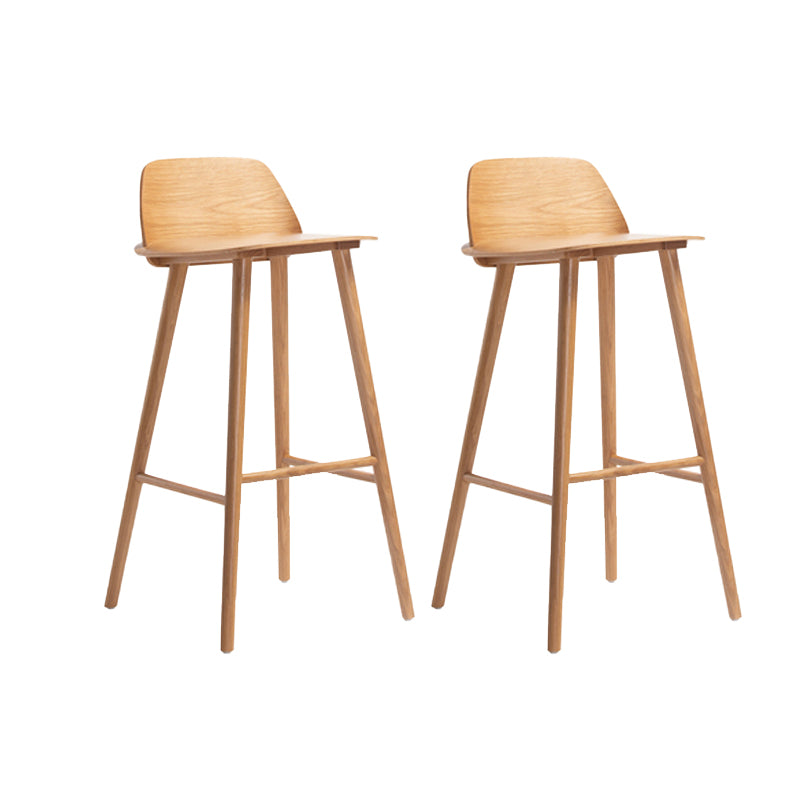 Indoor Oak Solid Wood Bar Stool Modern Armless Low Back Stool