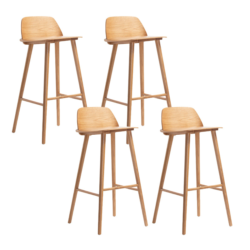 Indoor Oak Solid Wood Bar Stool Modern Armless Low Back Stool