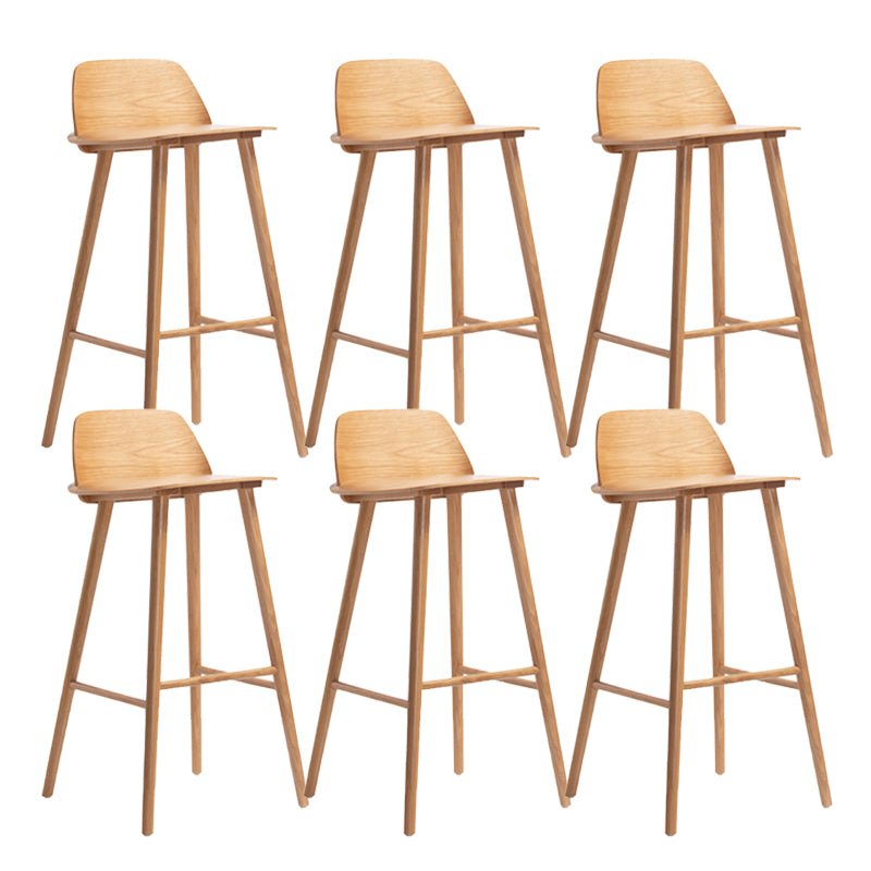 Indoor Oak Solid Wood Bar Stool Modern Armless Low Back Stool