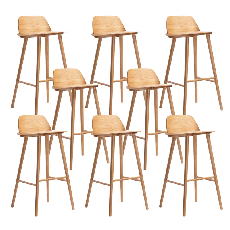 Indoor Oak Solid Wood Bar Stool Modern Armless Low Back Stool