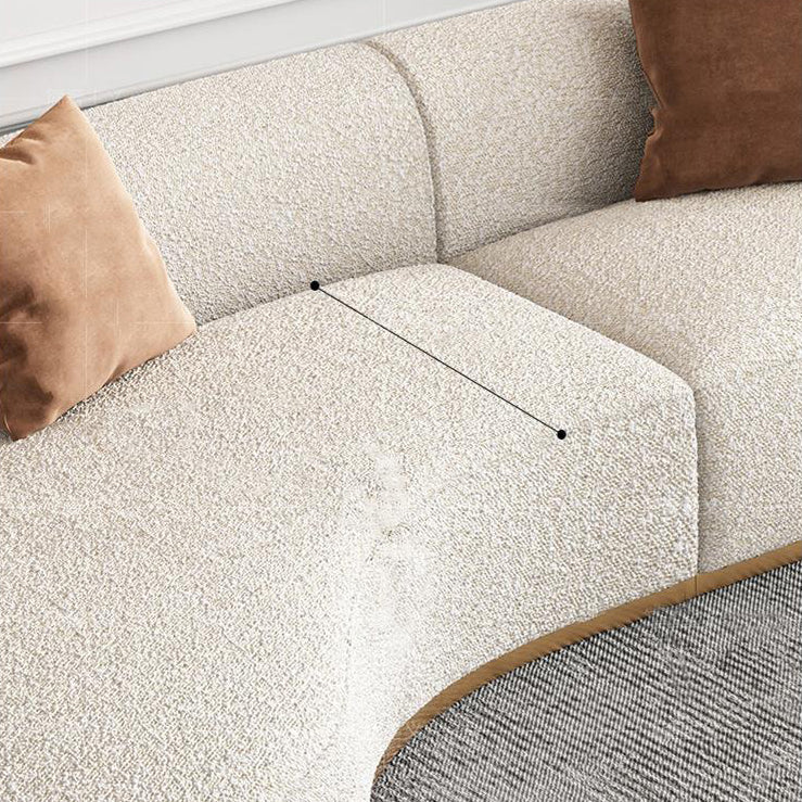 Glam Sectional Sofa White Curved Corner Sleeper Sectional with 3 Pillows