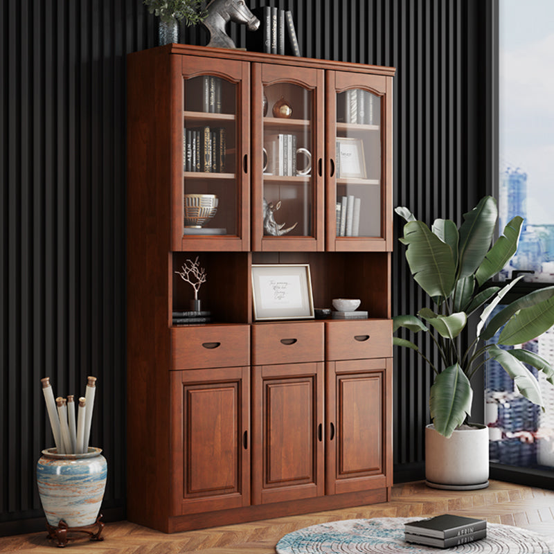 Grooves Handle Storage Cabinet Solid Wood Cabinet with Drawer