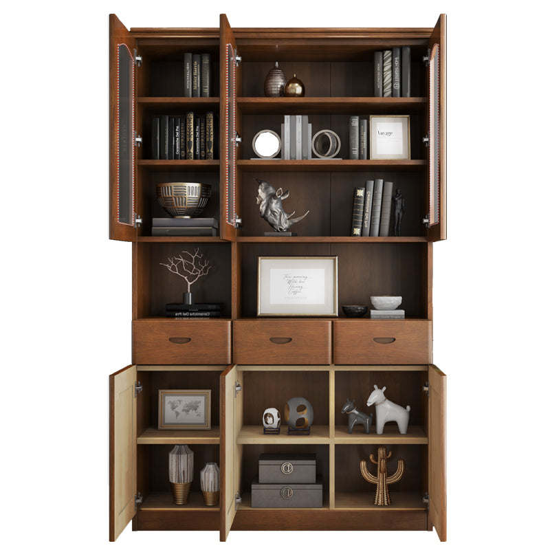 Grooves Handle Storage Cabinet Solid Wood Cabinet with Drawer
