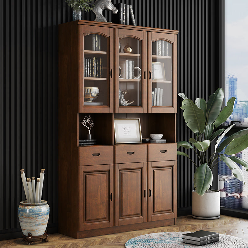 Grooves Handle Storage Cabinet Solid Wood Cabinet with Drawer