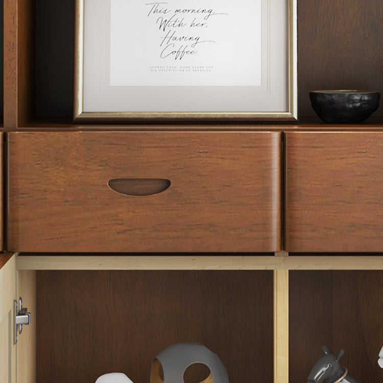 Grooves Handle Storage Cabinet Solid Wood Cabinet with Drawer
