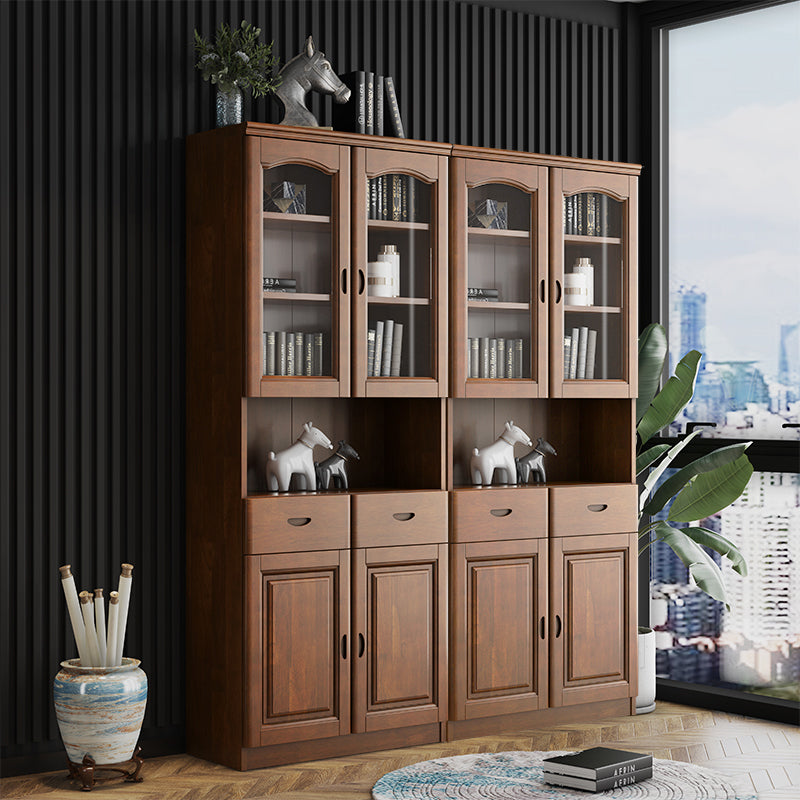 Grooves Handle Storage Cabinet Solid Wood Cabinet with Drawer
