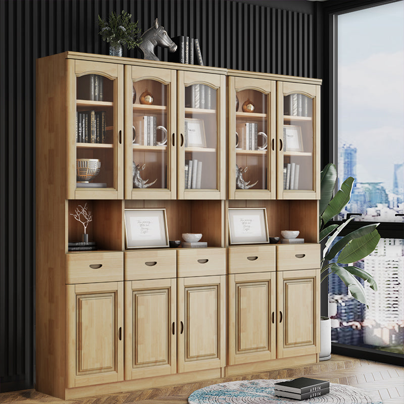 Grooves Handle Storage Cabinet Solid Wood Cabinet with Drawer