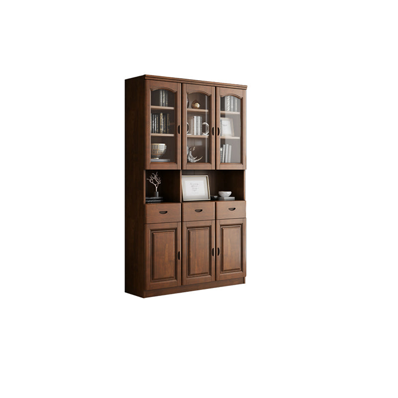 Grooves Handle Storage Cabinet Solid Wood Cabinet with Drawer