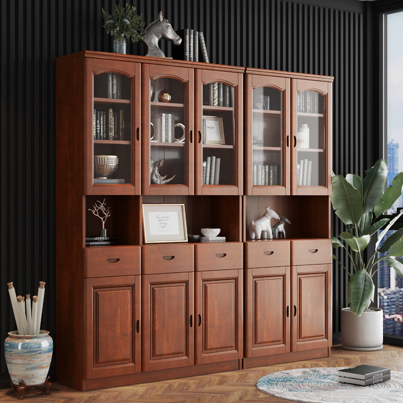 Grooves Handle Storage Cabinet Solid Wood Cabinet with Drawer