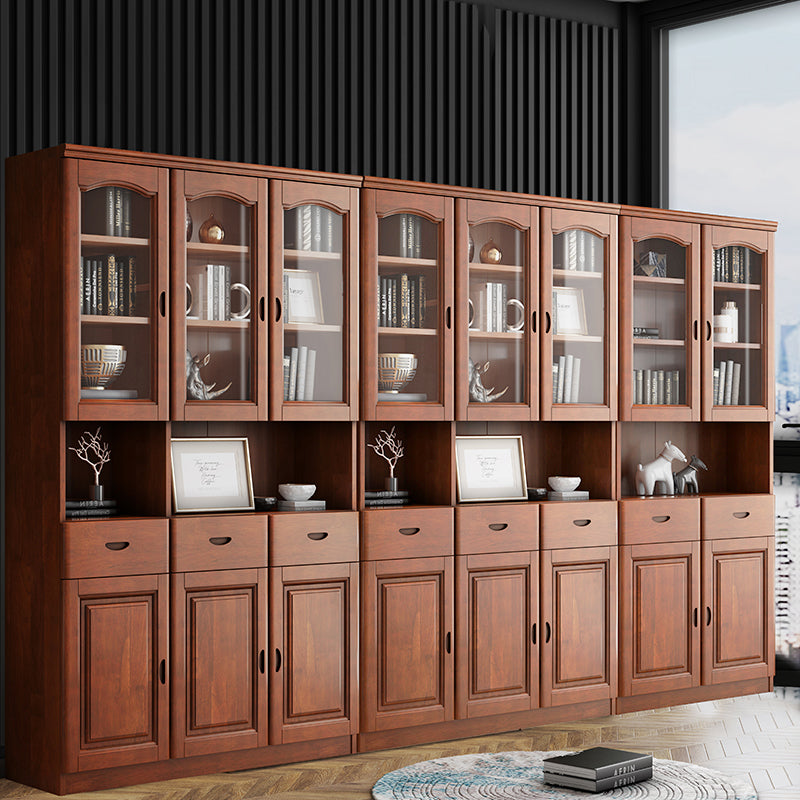 Grooves Handle Storage Cabinet Solid Wood Cabinet with Drawer