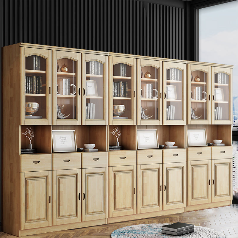 Grooves Handle Storage Cabinet Solid Wood Cabinet with Drawer