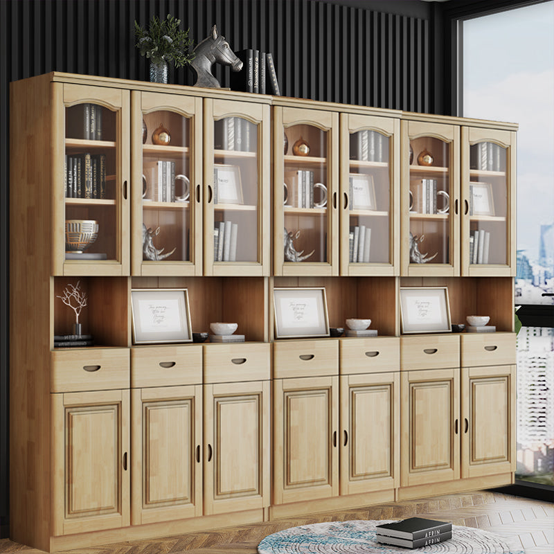 Grooves Handle Storage Cabinet Solid Wood Cabinet with Drawer