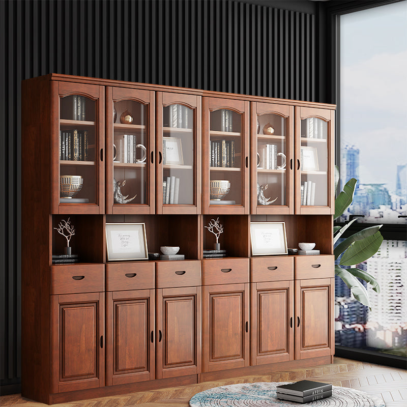 Grooves Handle Storage Cabinet Solid Wood Cabinet with Drawer