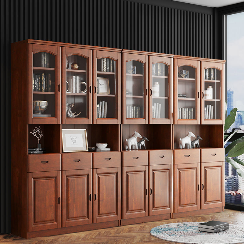Grooves Handle Storage Cabinet Solid Wood Cabinet with Drawer