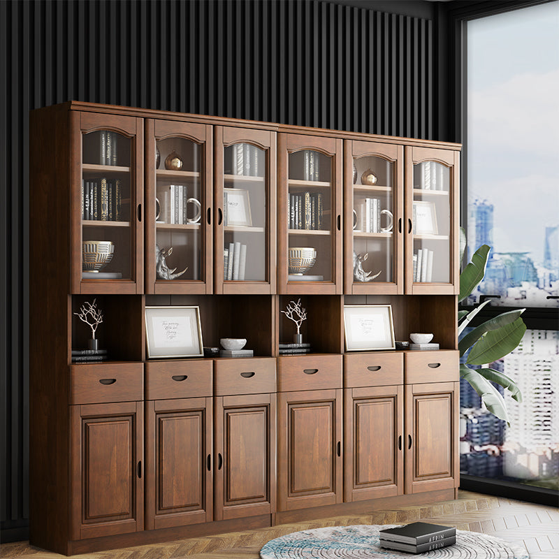 Grooves Handle Storage Cabinet Solid Wood Cabinet with Drawer