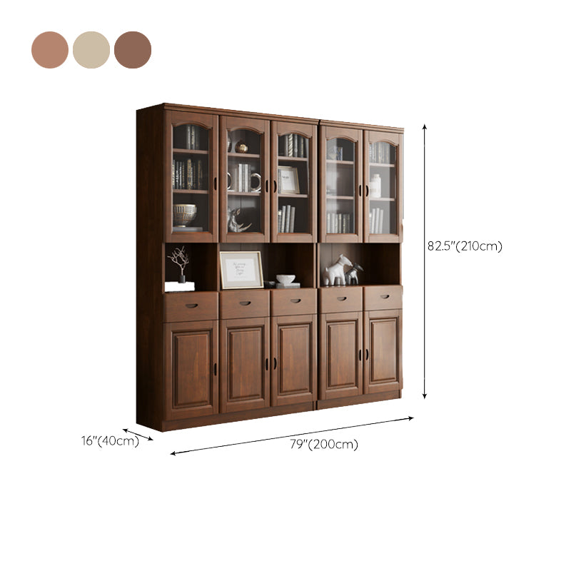 Grooves Handle Storage Cabinet Solid Wood Cabinet with Drawer