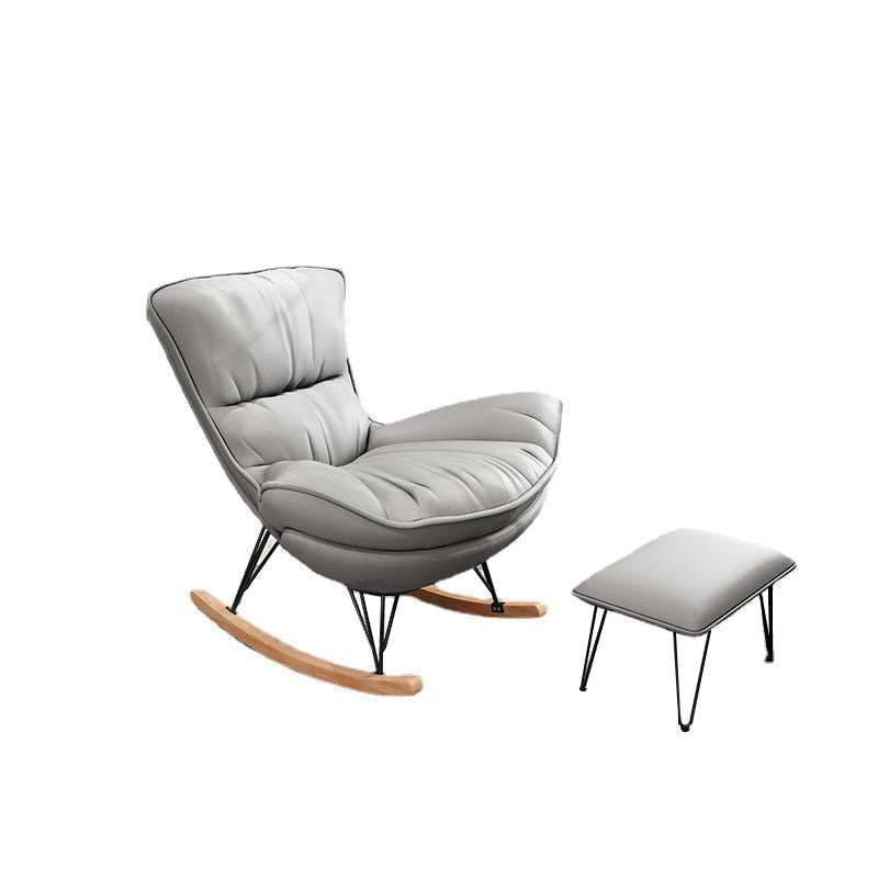 Scratch Resistant Rocking Chair Solid Fabric Modern Rocking Chair with Ottoman