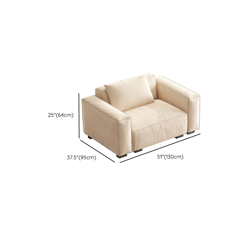 Velvet  Square Arm Sofa Modern Sofa with Pillows in White 37.40"   W